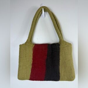 Rising Tide Wool Woolen Felt‎ Bag Nepal Boho Fall Autumn Casual Neutral